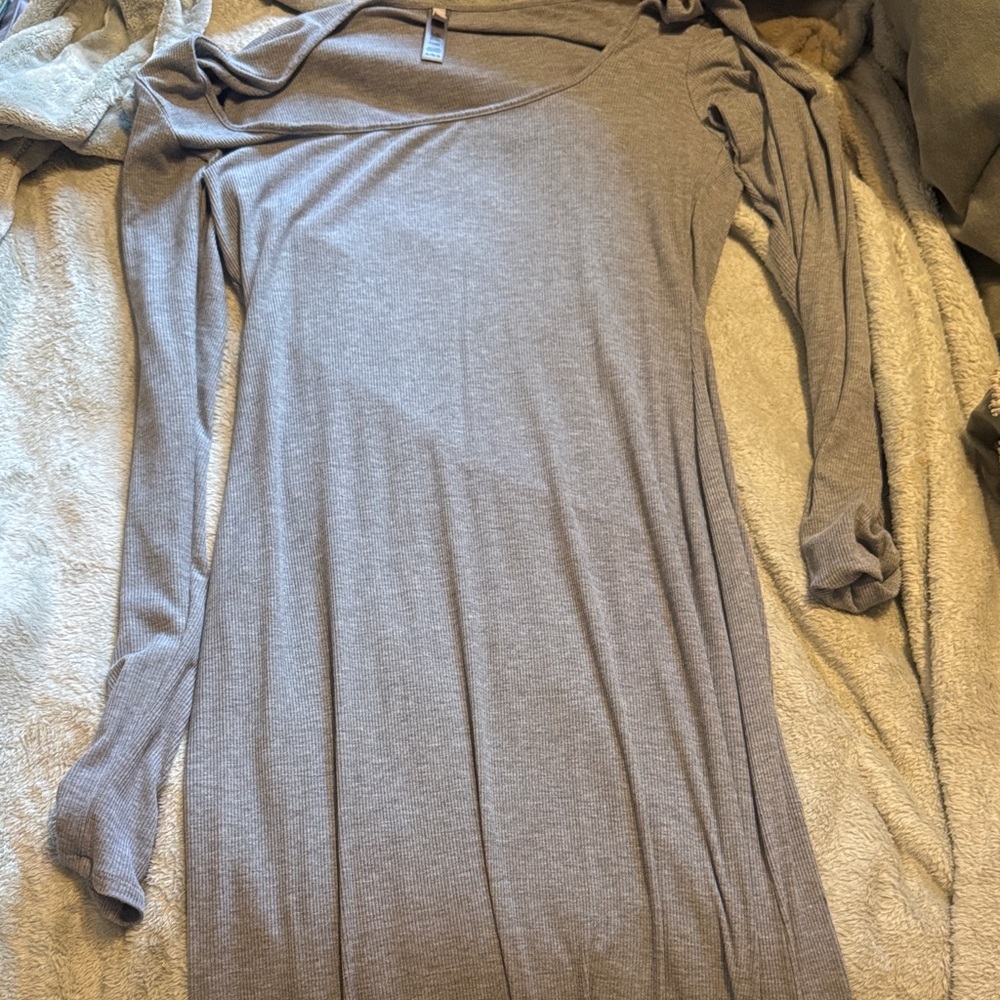 SKIMS Long Sleeve Maxi Dress in Taupe Gray